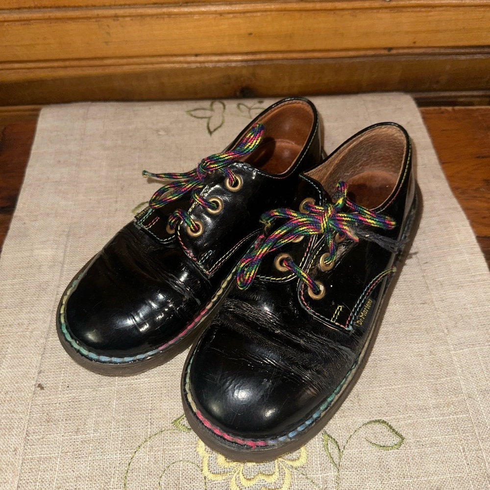 Colorful Lace Dr. Marten Black Kids Shoes